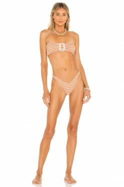 Camila Coelho Taya Bottom In Camel & White -CAMILA COELHO Sales COEL WX108 V4