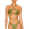 Camila Coelho Azaria Top In Jungle Green Leopard