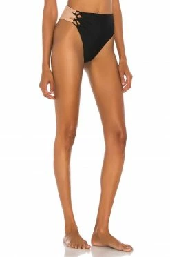 Camila Coelho Andres High Waist Bottom In Black & Nude