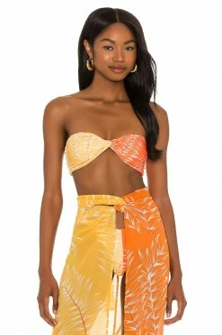 Camila Coelho Neves Top In Orange & Yellow In Orange & Yellow Palm