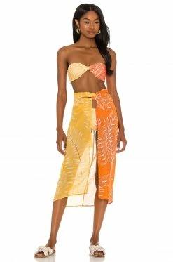 Camila Coelho Neves Top In Orange & Yellow In Orange & Yellow Palm -CAMILA COELHO Sales COEL WX66 V5