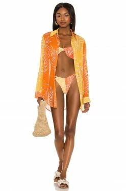 Camila Coelho Neves Bottom In Orange & Yellow In Orange & Yellow Palm -CAMILA COELHO Sales COEL WX67 V4